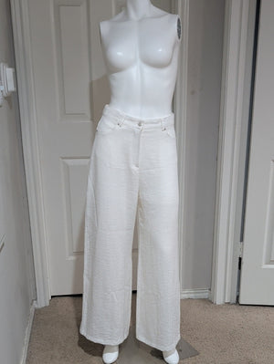 The Frankie Shop Wide Leg White Textured Linen Pants Women's Small