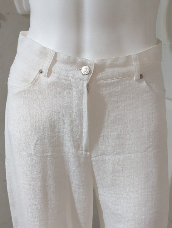 The Frankie Shop Wide Leg White Textured Linen Pants Women's Small