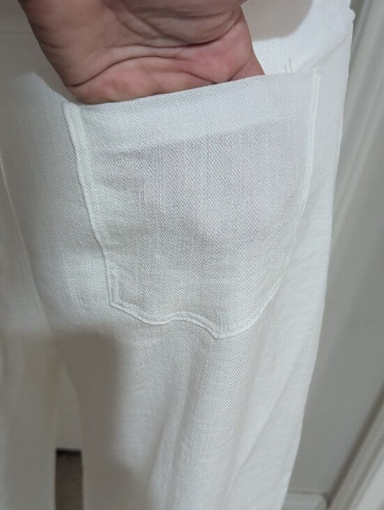 The Frankie Shop Wide Leg White Textured Linen Pants Women's Small