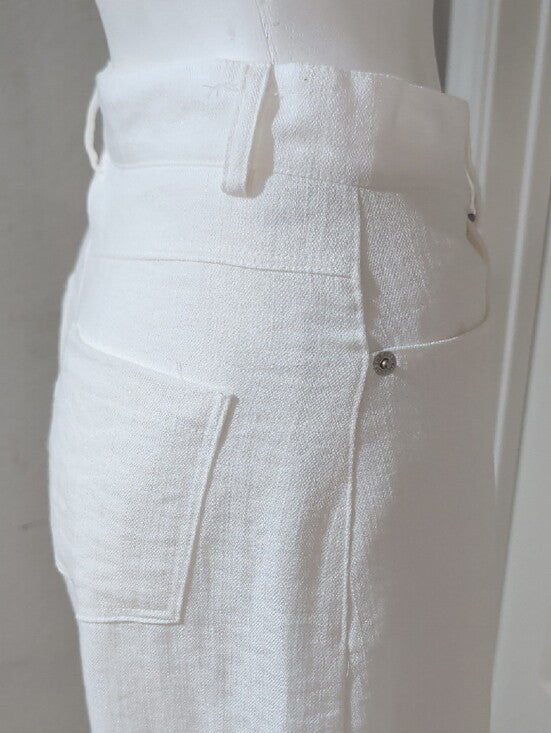 The Frankie Shop Wide Leg White Textured Linen Pants Women's Small