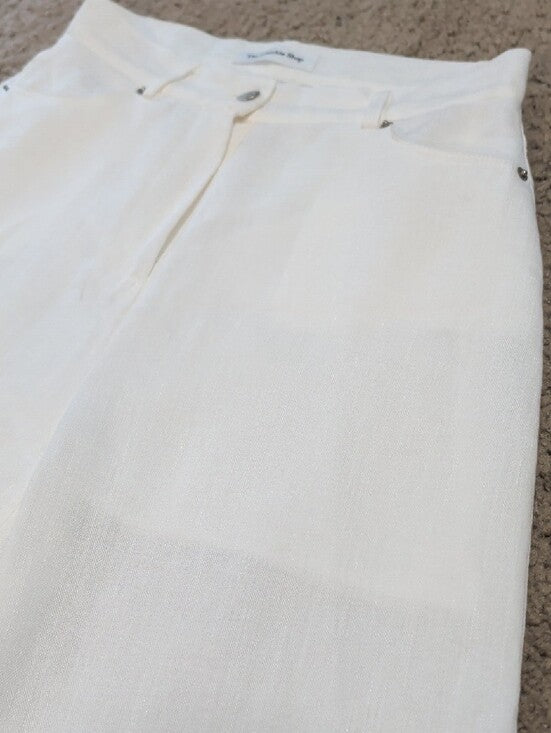 The Frankie Shop Wide Leg White Textured Linen Pants Women's Small