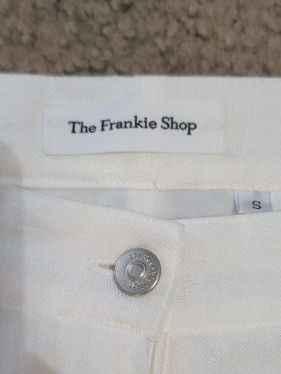 The Frankie Shop Wide Leg White Textured Linen Pants Women's Small