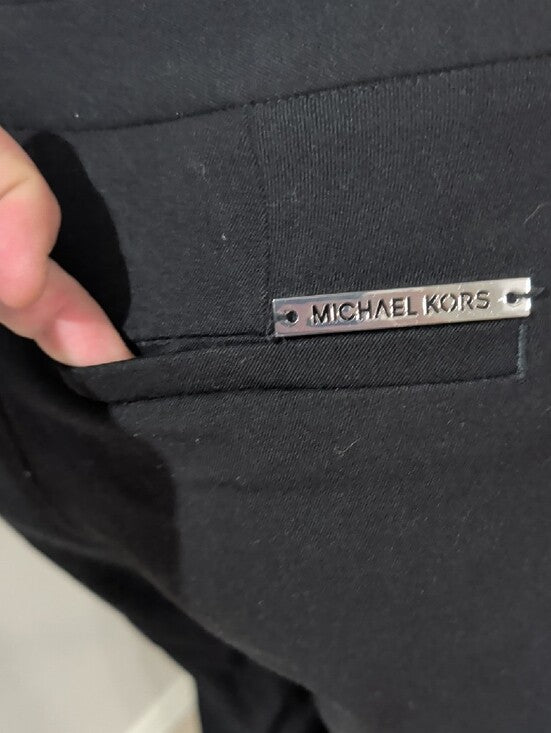 Michael Kors Black Dress Pants with Branded Silver Plate Women's 2