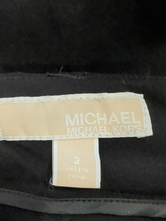 Michael Kors Black Dress Pants with Branded Silver Plate Women's 2