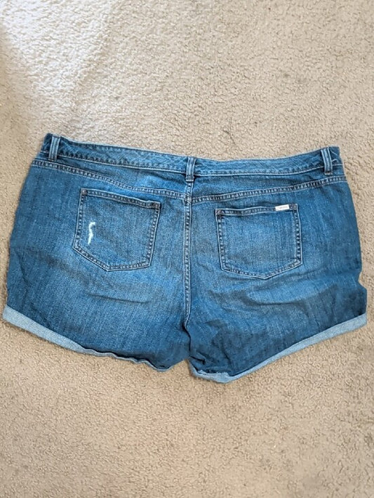Jennifer Lopez Stretch Distressed Blue Denim Rolled-Hem Shorts Women's 20