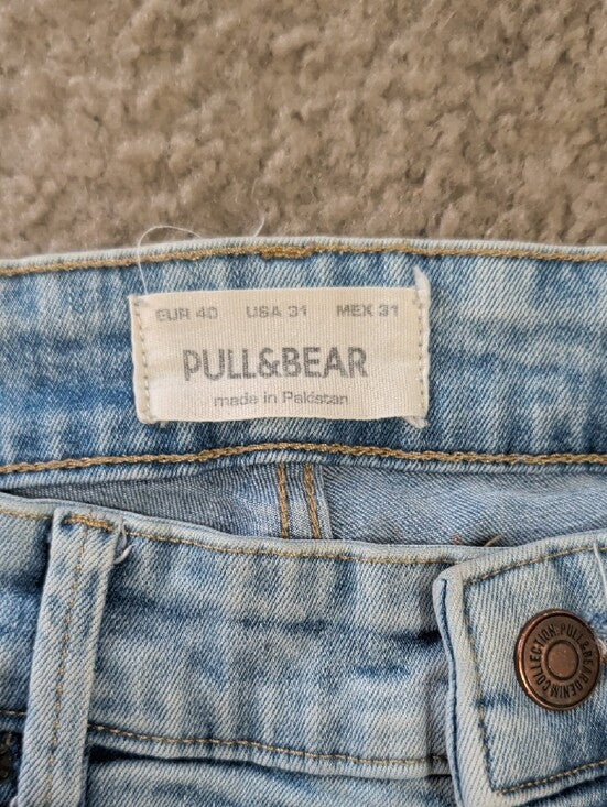 Pull&Bear Light Blue High-Rise Skinny Jeans Men's 31