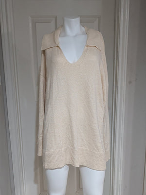 Ava & Viv Cream V-Neck Lightweight Sweater Women's 3X