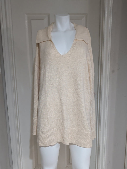 Ava & Viv Cream V-Neck Lightweight Sweater Women's 3X