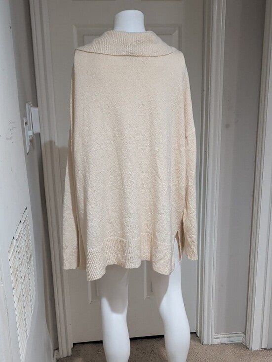 Ava & Viv Cream V-Neck Lightweight Sweater Women's 3X
