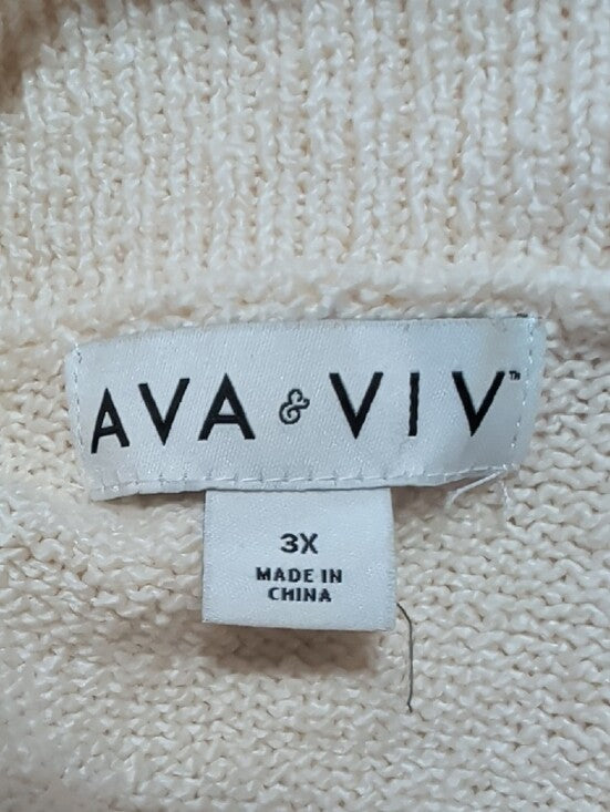Ava & Viv Cream V-Neck Lightweight Sweater Women's 3X