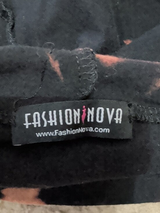 Fashion Nova Black Bleach-Splatter Cutout Cropped Hoodie Women's Small