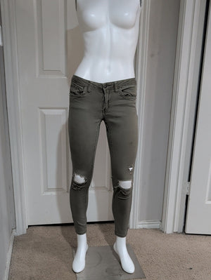 Ashley Mason Olive Ripped Ankle Skinny Jeans Women's 5
