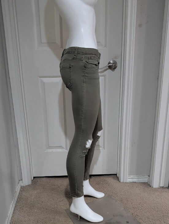 Ashley Mason Olive Ripped Ankle Skinny Jeans Women's 5
