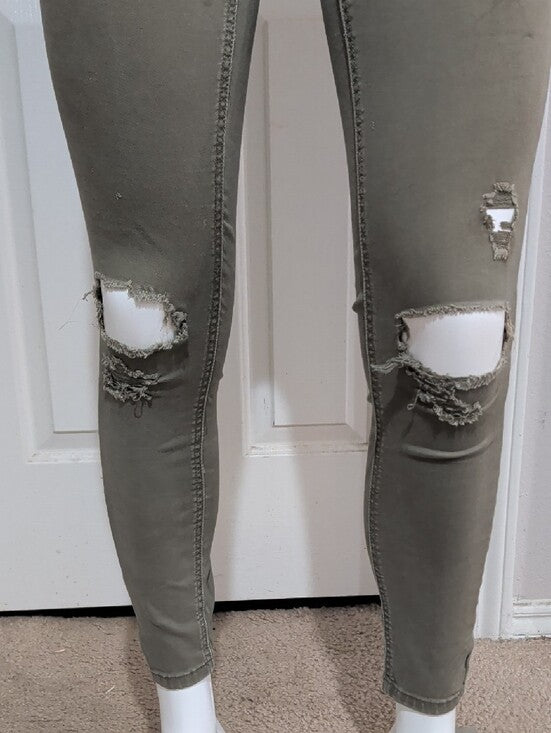 Ashley Mason Olive Ripped Ankle Skinny Jeans Women's 5