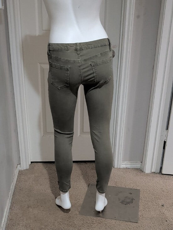 Ashley Mason Olive Ripped Ankle Skinny Jeans Women's 5