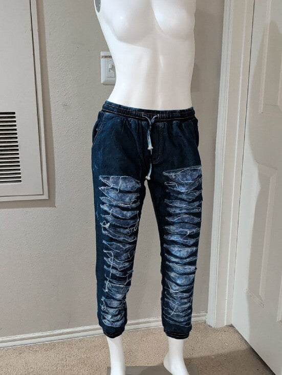 Thrill Women's Slim Straight Navy Blue Ripped Jeans - Medium