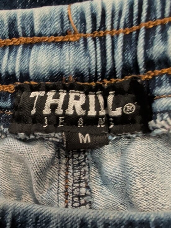 Thrill Women's Slim Straight Navy Blue Ripped Jeans - Medium