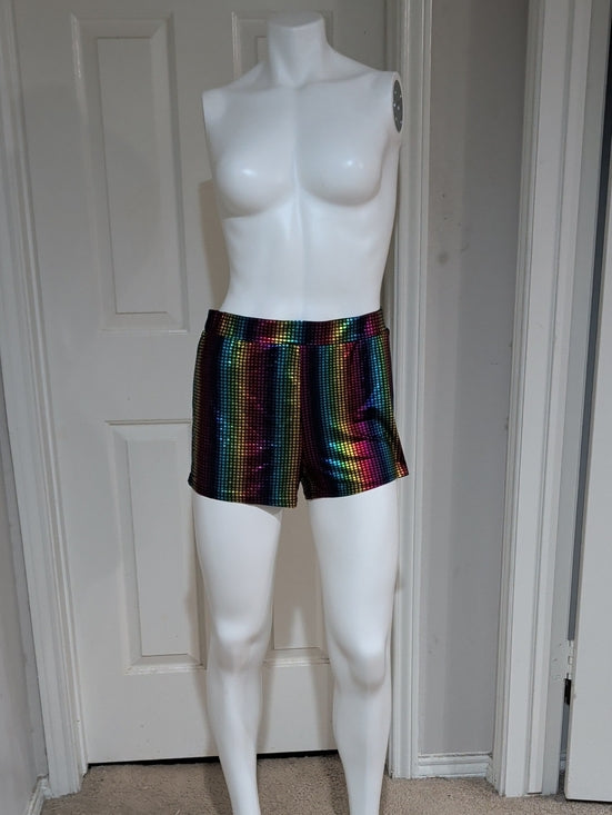 Retro Rainbow Sequin Party Shorts for Women Medium/Large