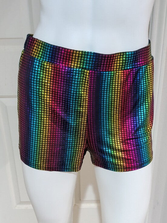 Retro Rainbow Sequin Party Shorts for Women Medium/Large