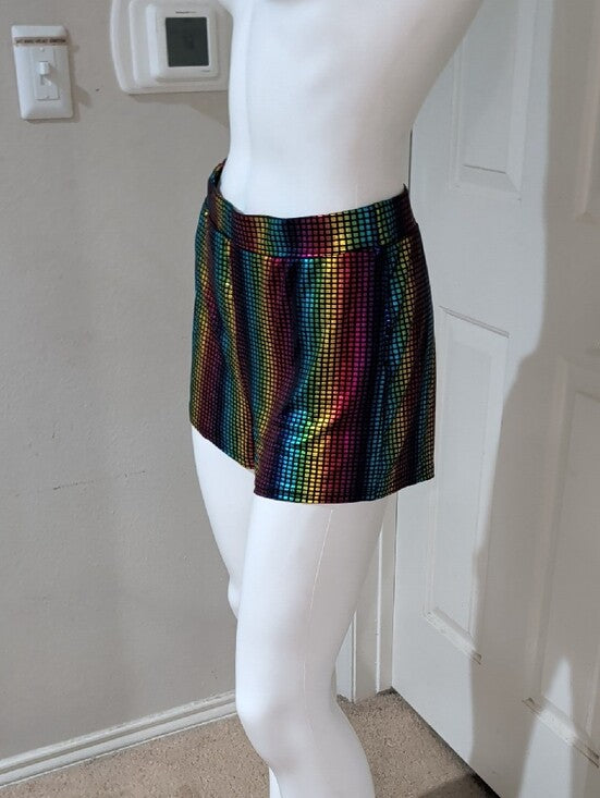 Retro Rainbow Sequin Party Shorts for Women Medium/Large