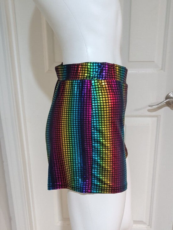 Retro Rainbow Sequin Party Shorts for Women Medium/Large
