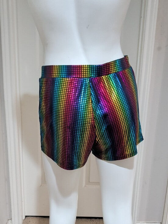 Retro Rainbow Sequin Party Shorts for Women Medium/Large