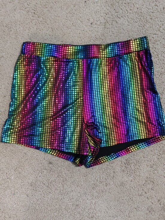 Retro Rainbow Sequin Party Shorts for Women Medium/Large