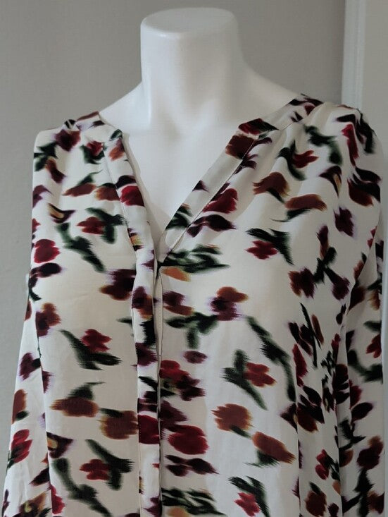 Chelsea & Theodore White Floral V-Neck Tunic with Multicolor Print Women's 3X
