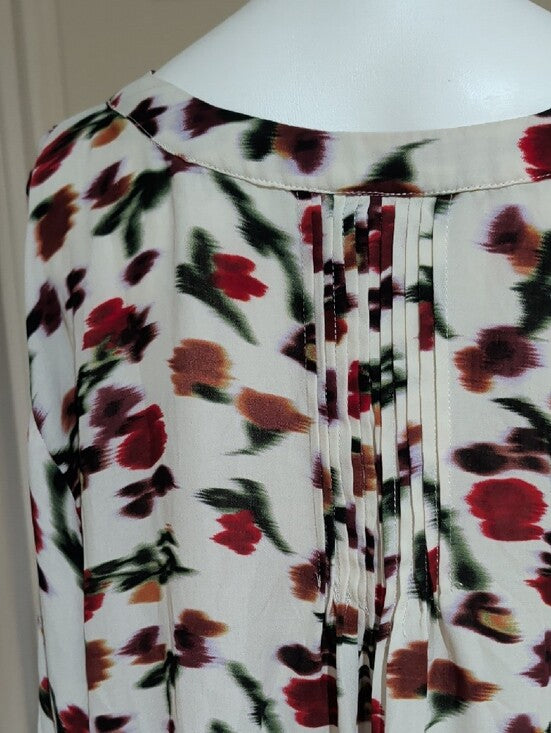 Chelsea & Theodore White Floral V-Neck Tunic with Multicolor Print Women's 3X