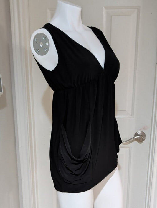 Viola Y2K Black V-Neck Sleeveless Blouse Women's M/L