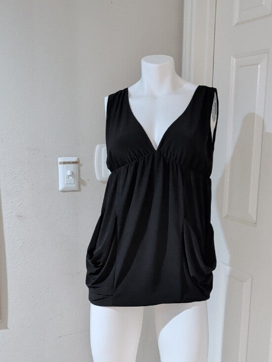 Viola Y2K Black V-Neck Sleeveless Blouse Women's M/L