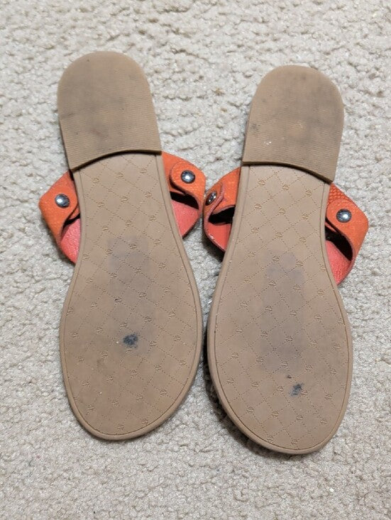ANTONIO MELANI Orange and Tan Leather Thong Sandals Women's 8
