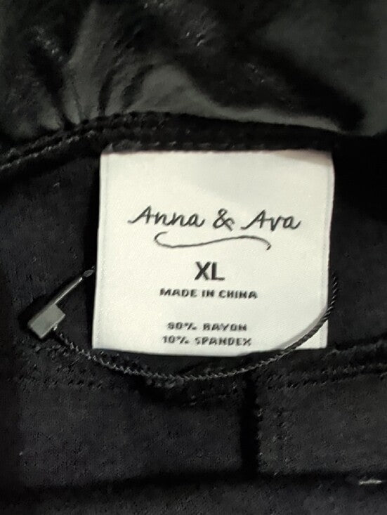 Anna & Ava Black Ribbed Waistband Leggings Women's XL
