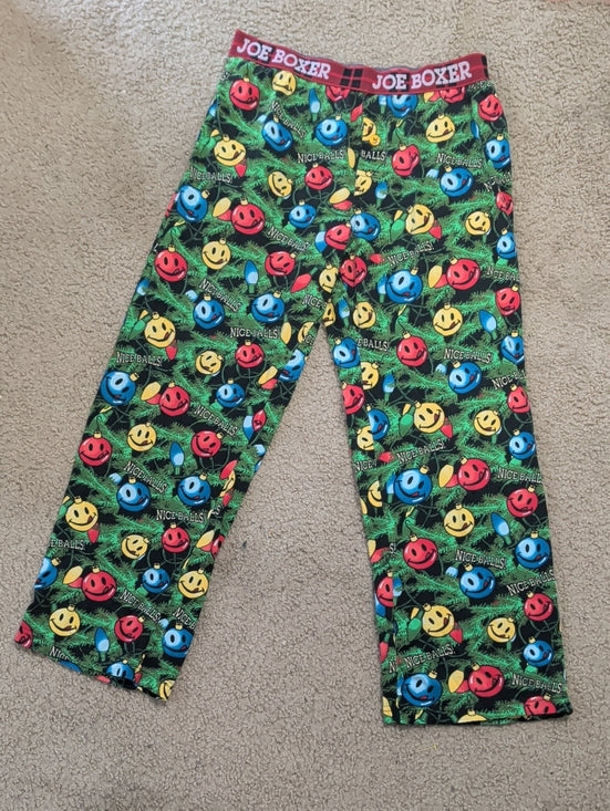 Joe Boxer Holiday Smiley Pajama Pants - Red, Blue, Yellow, Green - Men's Medium