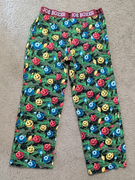 Joe Boxer Holiday Smiley Pajama Pants - Red, Blue, Yellow, Green - Men's Medium