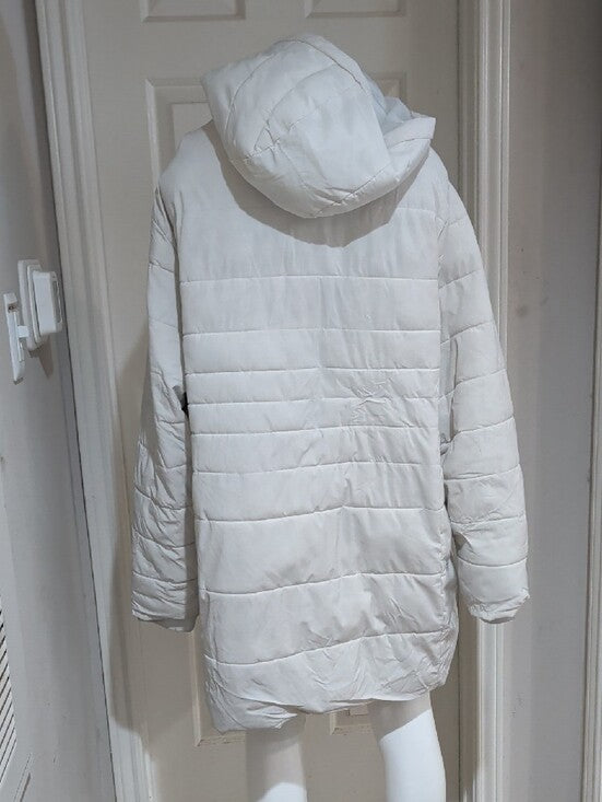 Swiss Tech Women's White Hooded Quilted Puffer Jacket 3X