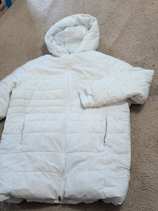 Swiss Tech Women's White Hooded Quilted Puffer Jacket 3X