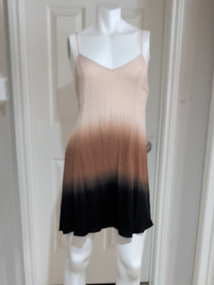 Lush Beige-to-Black Ombre Slip Mini Dress Women's Small