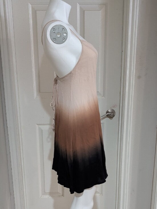 Lush Beige-to-Black Ombre Slip Mini Dress Women's Small