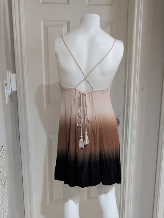Lush Beige-to-Black Ombre Slip Mini Dress Women's Small