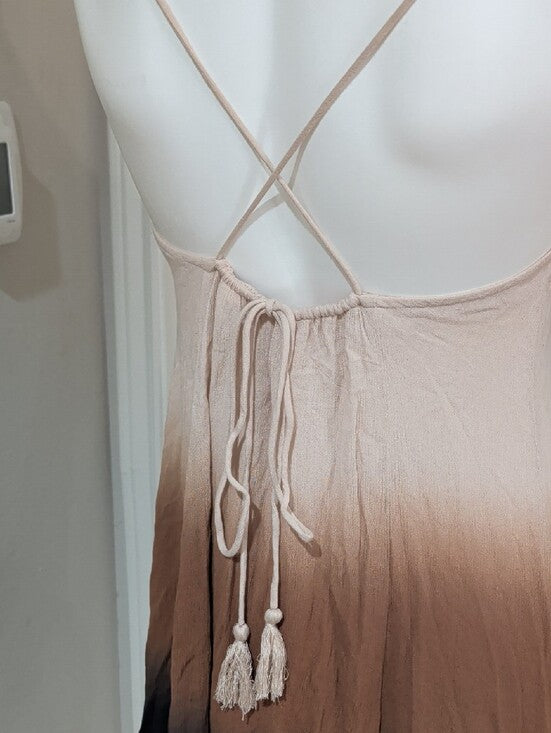 Lush Beige-to-Black Ombre Slip Mini Dress Women's Small