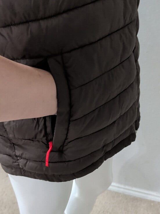 Magellan Two-Tone Puffer Vest in Orange and Dark Brown Men's Large