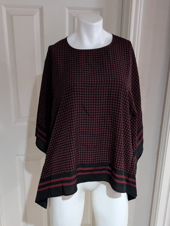 Michael Kors Black with Dark Red Dot-Print Flow Tunic Women's L/XL