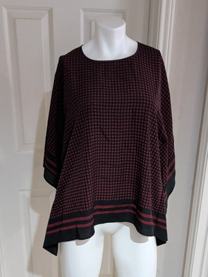 Michael Kors Black with Dark Red Dot-Print Flow Tunic Women's L/XL