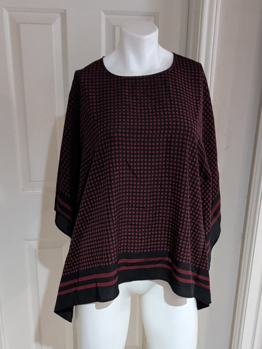 Michael Kors Black with Dark Red Dot-Print Flow Tunic Women's L/XL