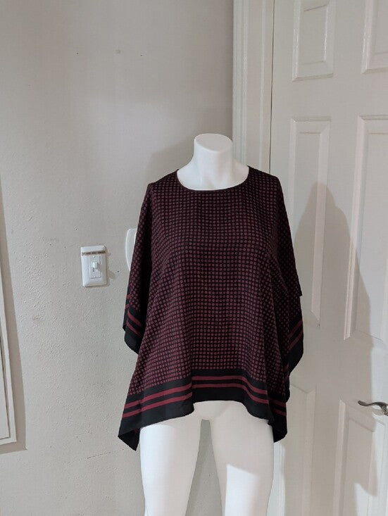 Michael Kors Black with Dark Red Dot-Print Flow Tunic Women's L/XL