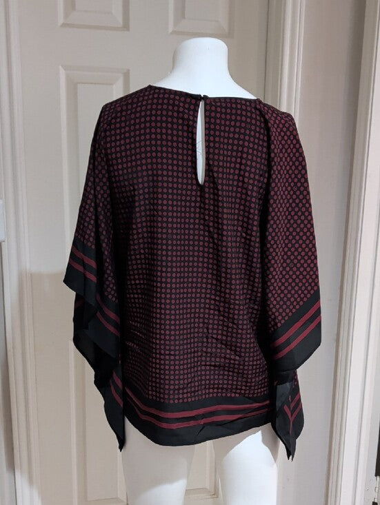 Michael Kors Black with Dark Red Dot-Print Flow Tunic Women's L/XL
