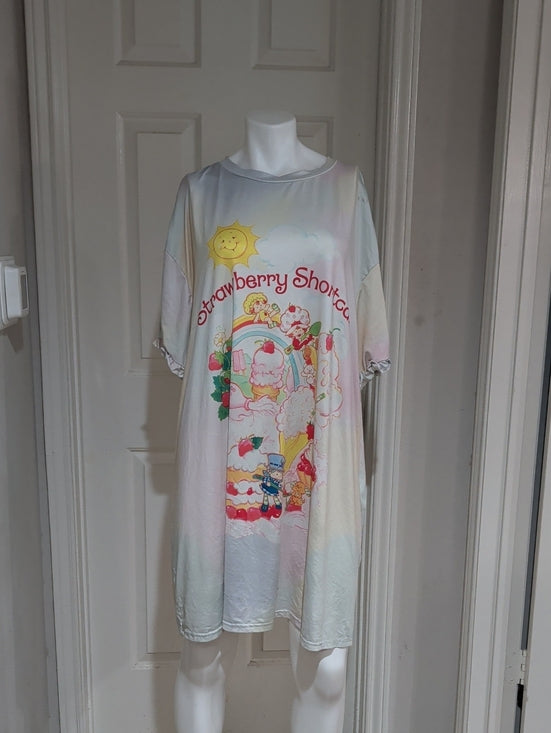 Vintage Strawberry Shortcake Pastel Nightshirt Dress Women's 4XL