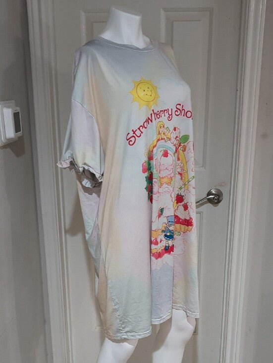 Vintage Strawberry Shortcake Pastel Nightshirt Dress Women's 4XL