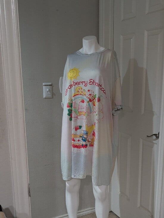 Vintage Strawberry Shortcake Pastel Nightshirt Dress Women's 4XL